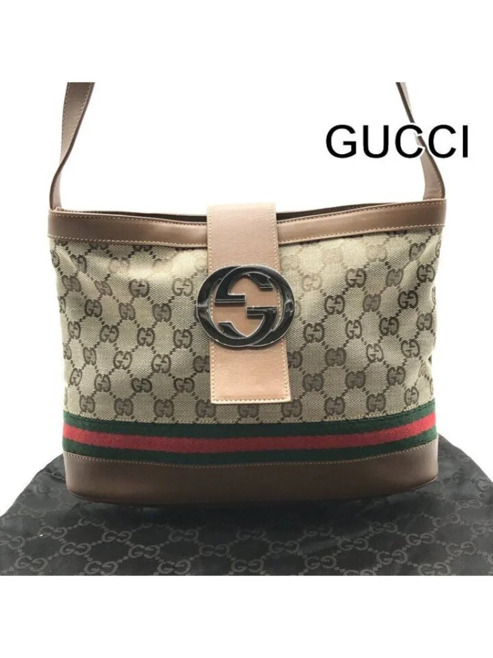 Gucci Interlocking G Sherry Line Obdia Canvas Leather Shoulder Bag Crossbody